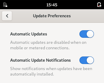 The Update Preferences page