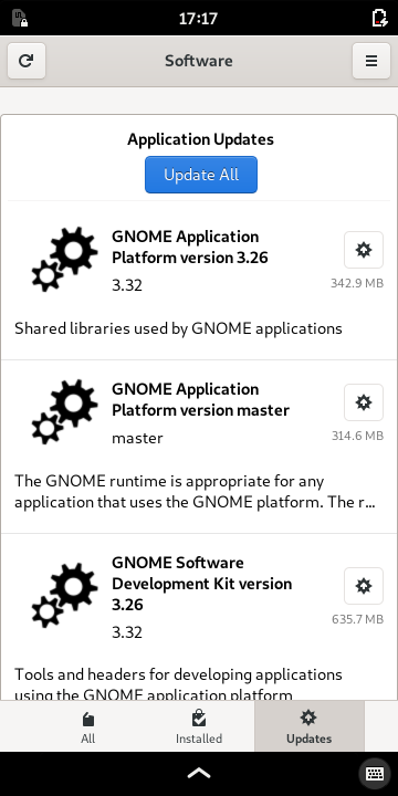 The GNOME Software updates page