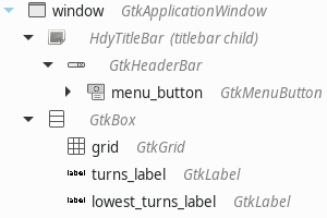 Widget hierarchy of the application window